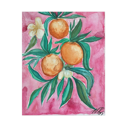 Watercolor Citrus in Pink Unframed Print