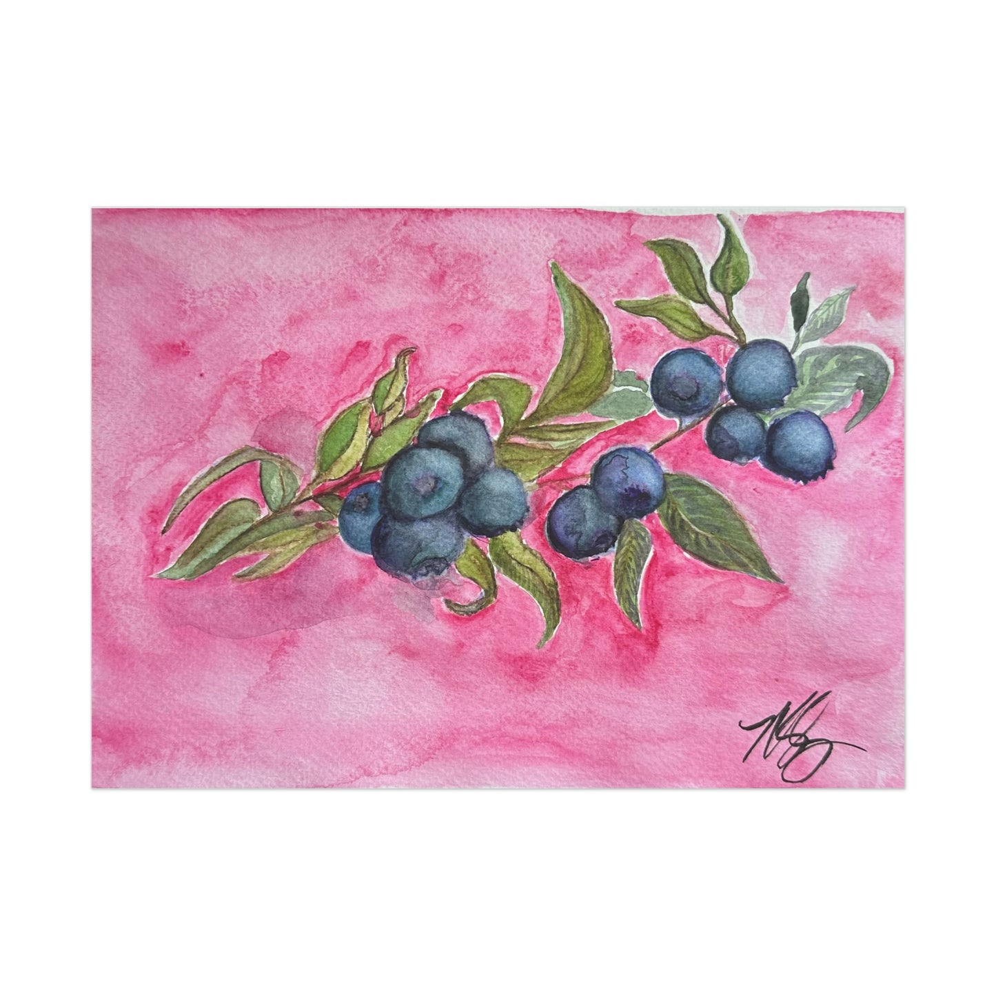 Watercolor Blueberries Unframed Print