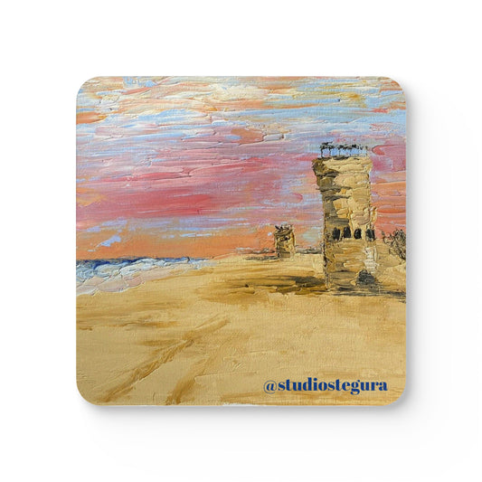 Tower Sunrise Corkwood Coaster Set