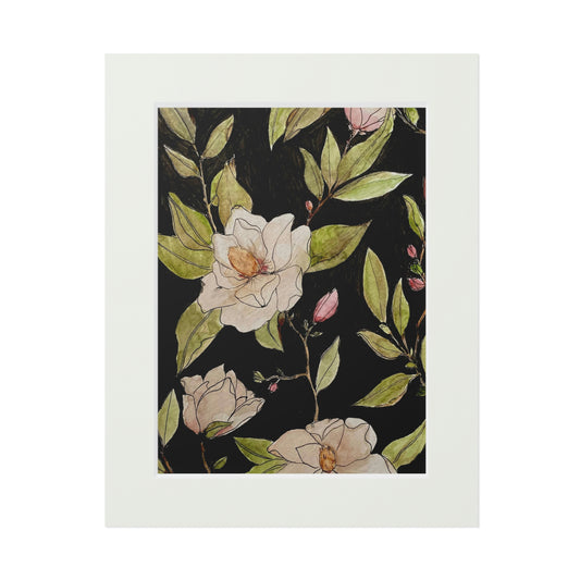 Elle's Magnolias Fine Art Print (with Passepartout Paper Frame)