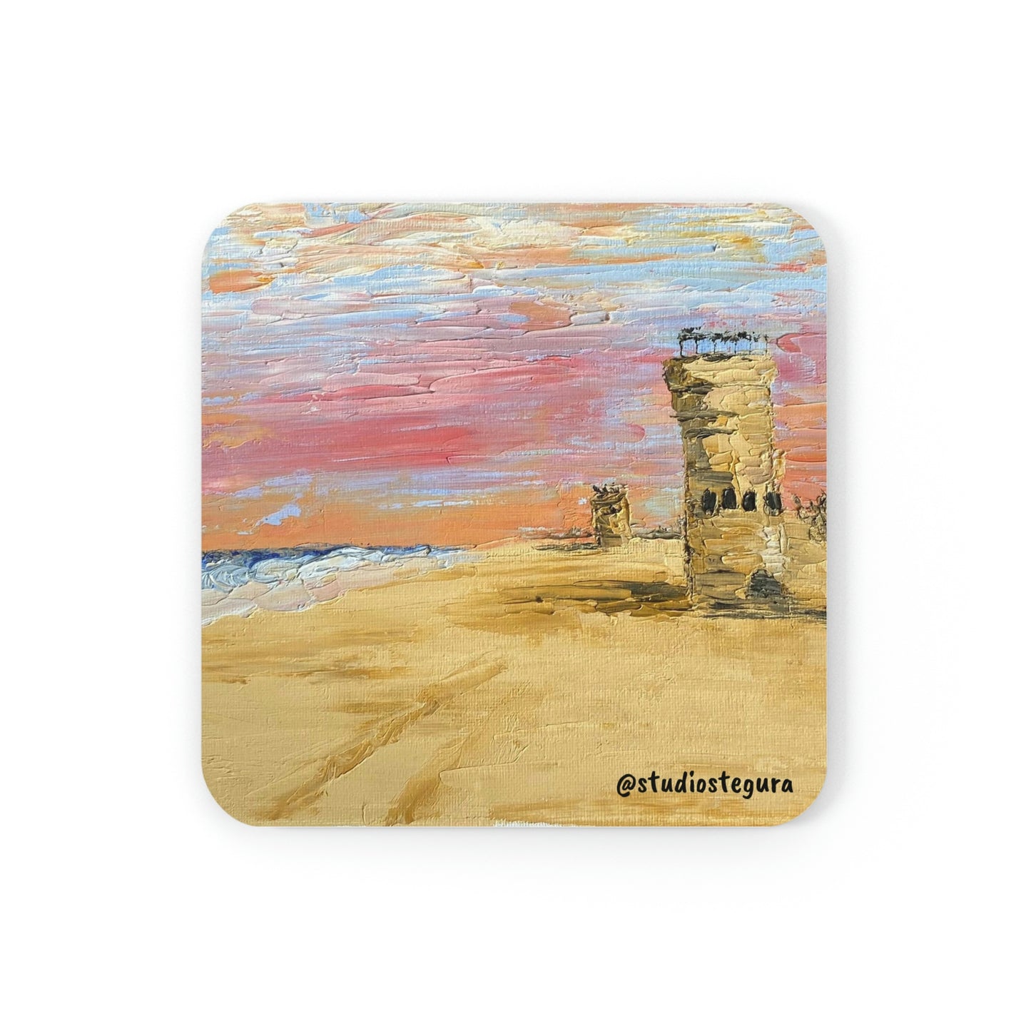 Tower Sunrise Corkwood Coaster Set