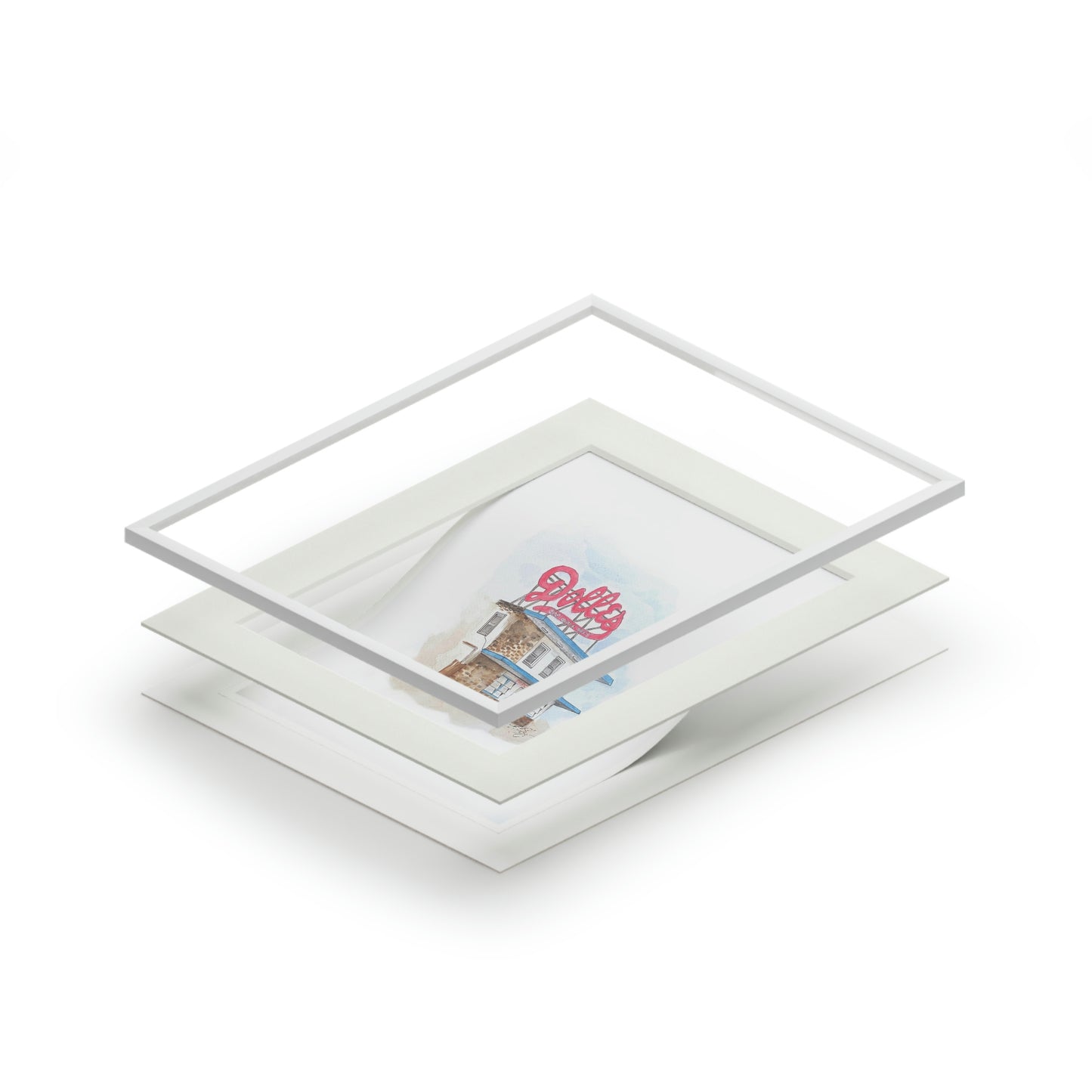 Dolles Watercolor Fine Art Print (with Passepartout Paper Frame)