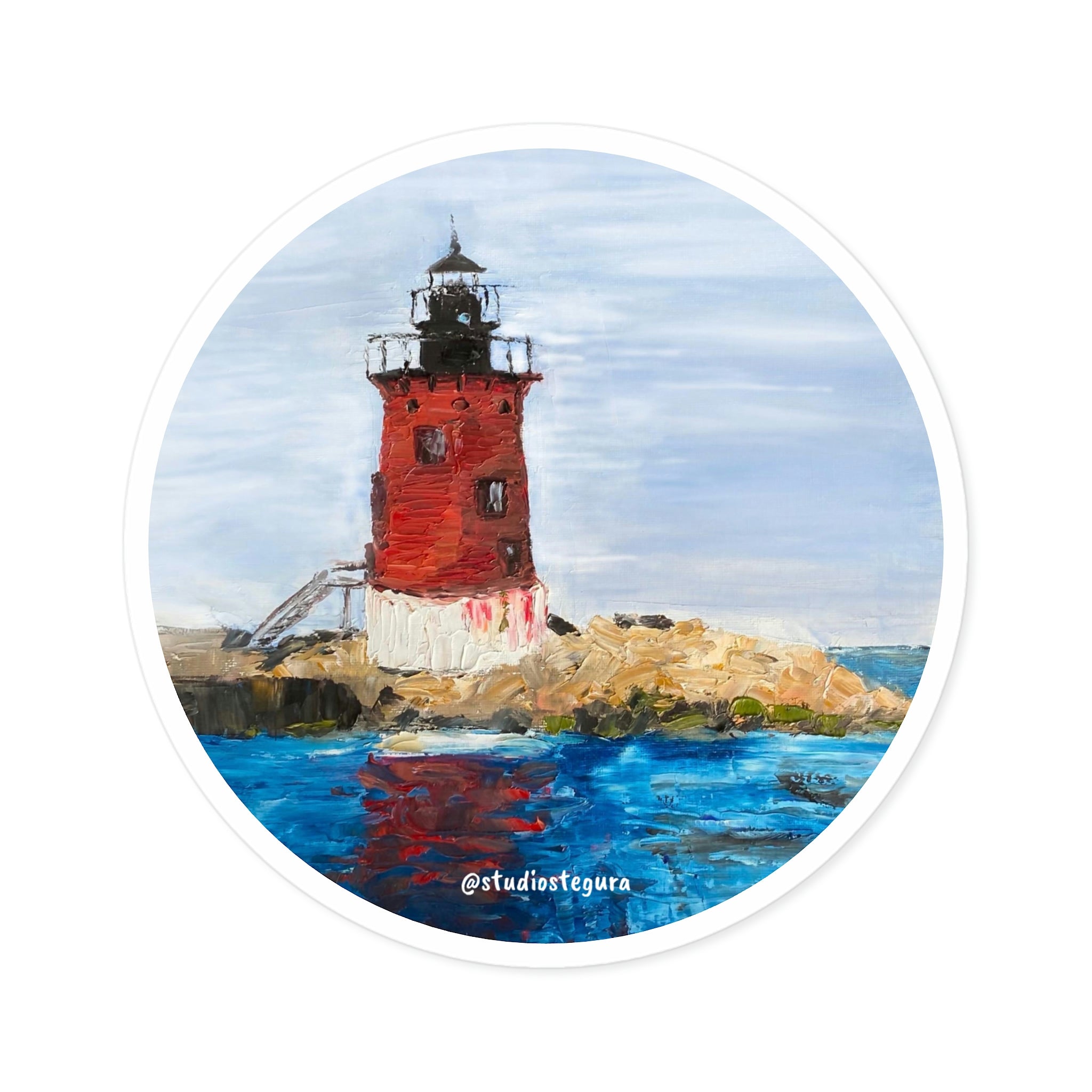 Round Lighthouse Sticker Breakwater Lighthouse Indoor\Outdoor Sticker – Studio Stegura