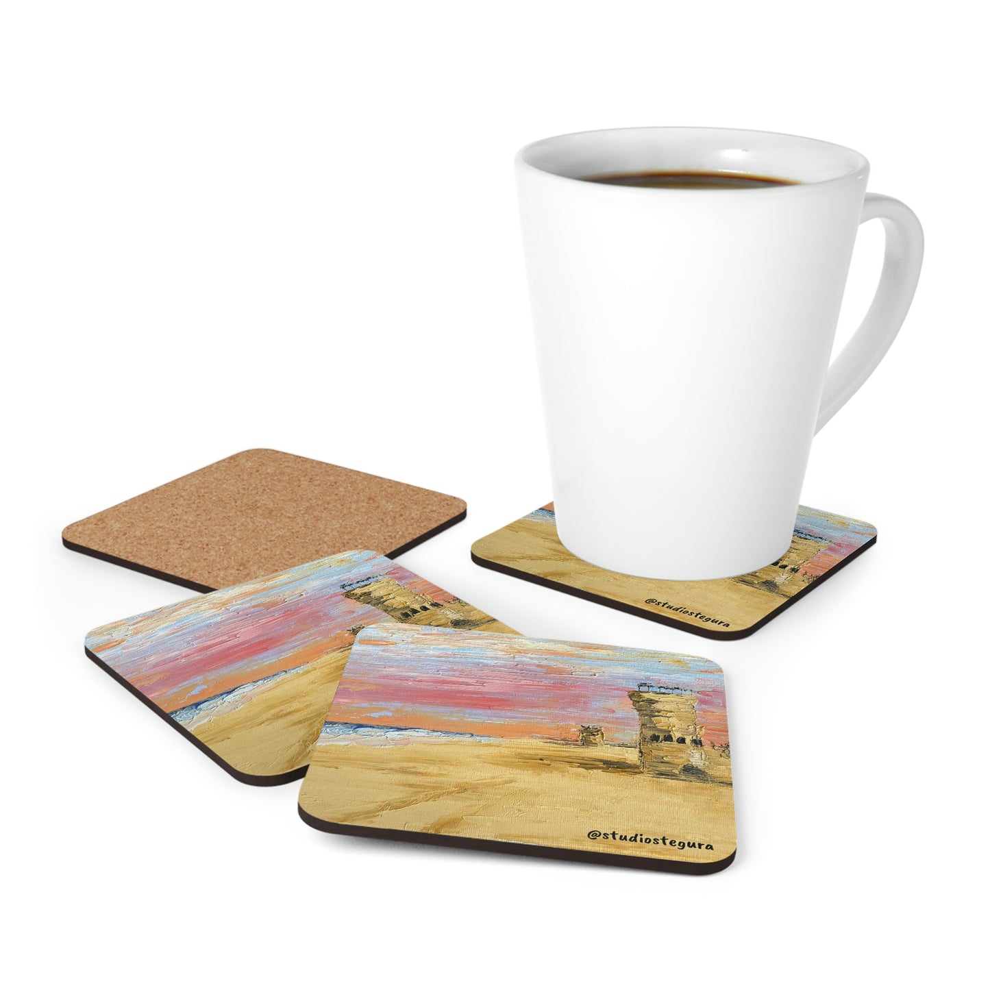 Tower Sunrise Corkwood Coaster Set